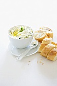Goat's cream cheese with basil and olive oil