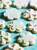 Flower-shaped sugared biscuits