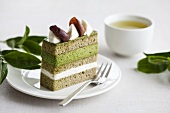 Green tea cake with chestnuts