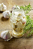 A jar of pickled garlic