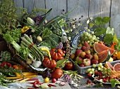 An arrangement of fruit and vegetables