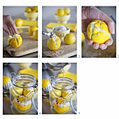 Salted lemons being prepared