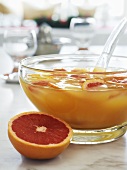 Citrus fruit punch in glass bowl (Christmas)