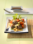 Braised lamb with vegetables