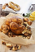 Chicken cooked in baking parchment