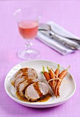 Pork fillet with gravy and carrots