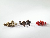 Peppercorns of various colours