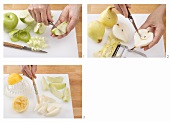 Peeling and chopping or slicing apples and pears