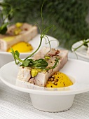 Chicken liver terrine with carrot puree for Christmas