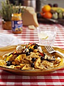 Farfalle with aubergines and olives