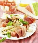 Melon salad with grilled fennel and Parma ham