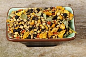 Curry mixture in rectangular dish