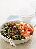 Lentil salad with prawns