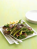 Grilled chicken with green asparagus