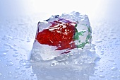 Erdbeere im Eisblock