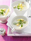 Asparagus soup with dumplings
