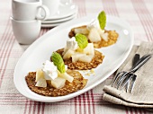 Quinoa pancakes with pear compote and yoghurt