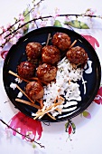 Meatballs with rice and carrots