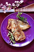Fried salmon trout with rosemary