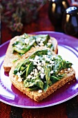 Spinach and feta on wholemeal toast