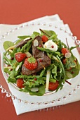 Strawberry and asparagus salad with beef