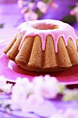 Ring cake with pink icing