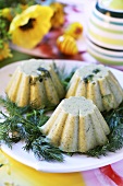 Broccoli moulds with dill for Easter