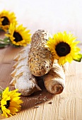 Sunflower bread, surrounded by sunflowers