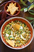 Sweetcorn soup with tortilla chips