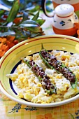 Scrambled egg with stuffed chillies