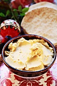 Hummus in a small bowl