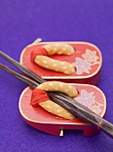 Chopsticks in small Japanese slippers