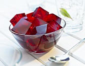 Cubes of red jelly