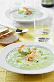 Cold cucumber soup with prawns