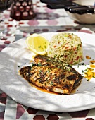 Grilled mackerel with tabbouleh