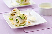 Sole and cucumber rolls with lime