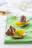 Grilled tuna with orange segments