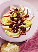 Pear carpaccio with beetroot