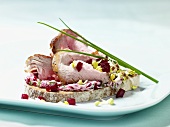 Roast veal and radish open sandwich