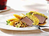 Lamb with cheese crust