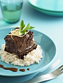 Braised beef on risotto rice