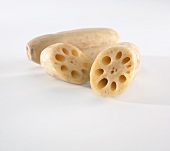 Lotus roots, whole and halved