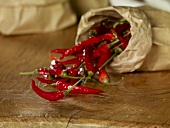 Dried chillies in paper bag