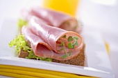 Ham, lettuce and cress on wholemeal bread