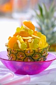 Fruit salad in a hollowed-out pineapple