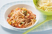 Spaghetti with mixed vegetable sauce