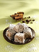 Coconut-coated gingerbread squares