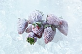 Frozen strawberries with ice cubes