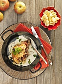 Pork chop with apple topping