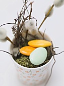 Chocolate beans in an Easter nest